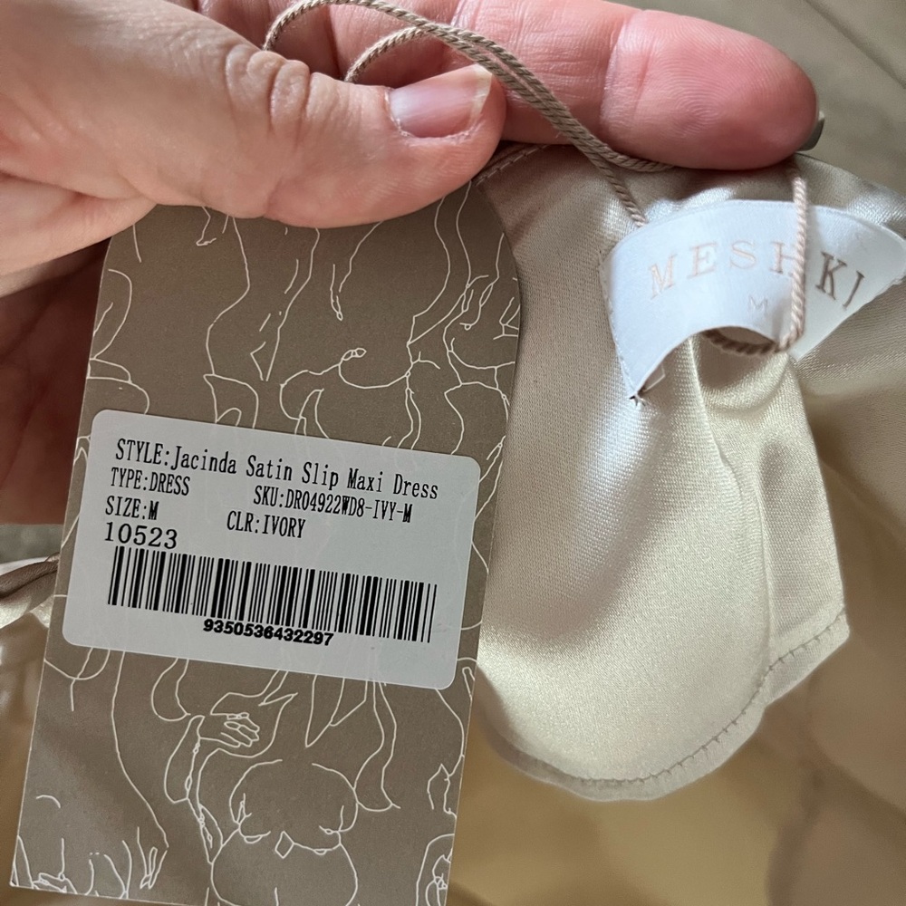 Meshki Jacinda Ivory Satin Slip Maxi Dress NWT, Wedding after party /engagement - Picture 7 of 7